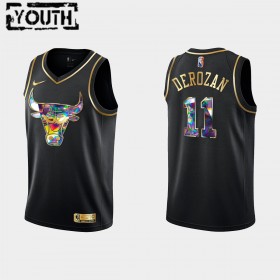 Chicago Bulls DeMar DeRozan 11 Nike 2021-22 Musta Golden Edition 75th Anniversary Diamond Pelipaidat Swingman - Lasten